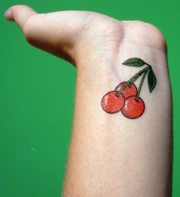 Cute Cherries Tattoo On Wrist