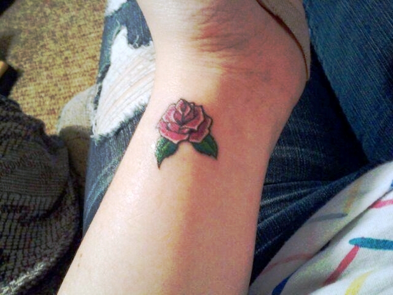 Cute Little Rose Tattoo On Wrist