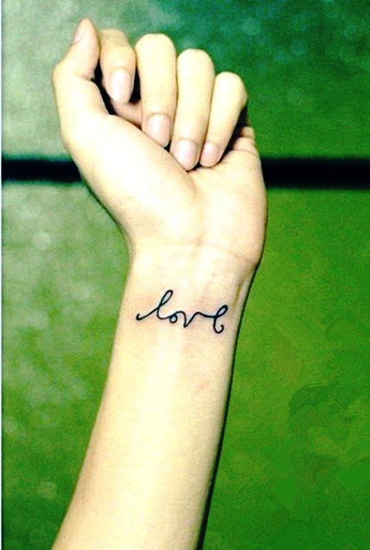 Cute Love Tattoo On Wrist