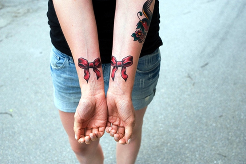 Cute Ribbon Wrist Tattoo