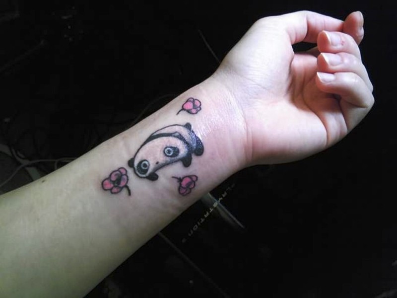 Cute Small Panda Tattoo On Wrist