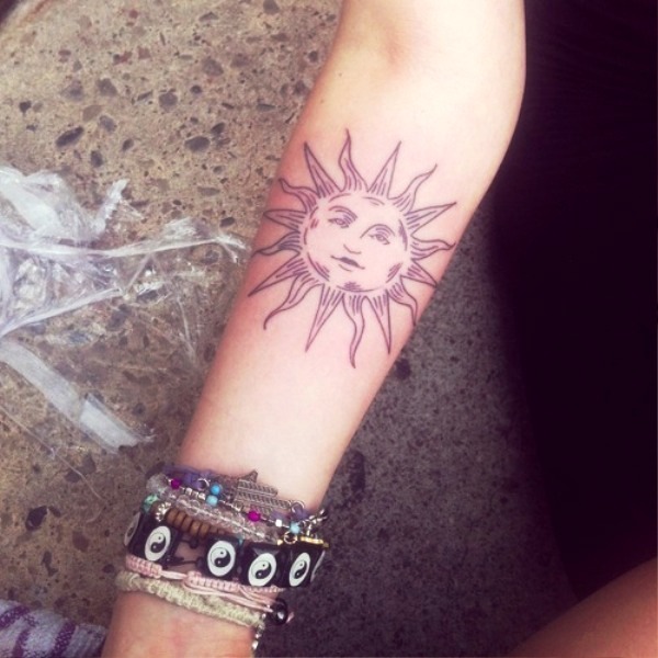Cute Sun Tattoo For Girls