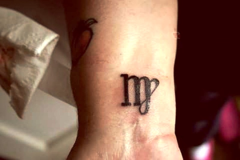 Cute Virgo Zodiac Tattoo On Right Wrist