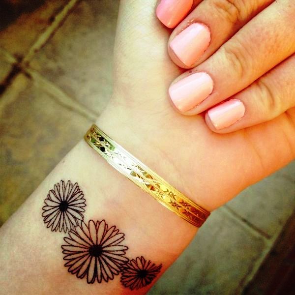 Daisy Wrist Tattoo
