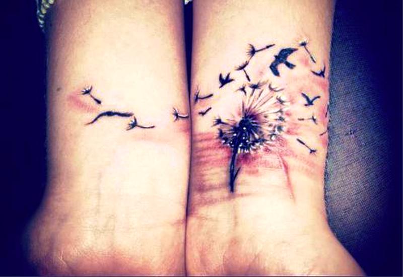 Dandelion And Flying Birds Tattoo