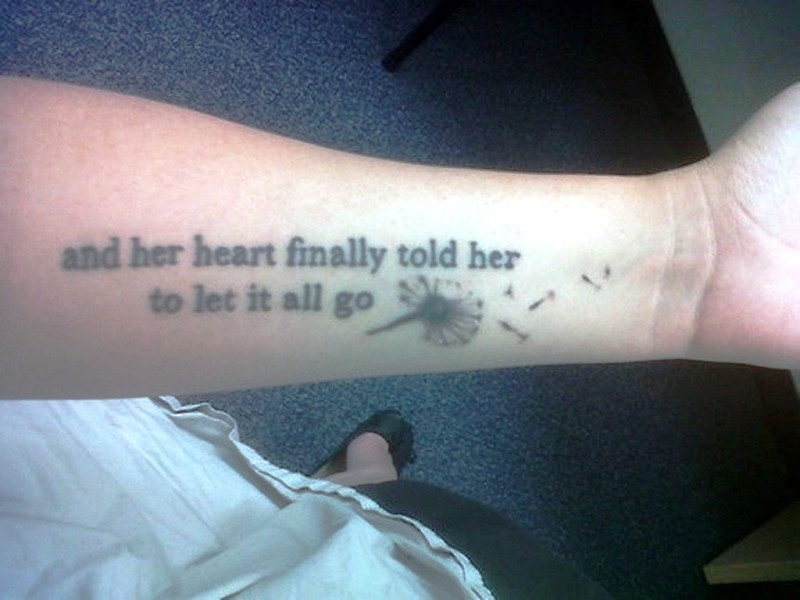 Dandelion Wrist Tattoo With Quote