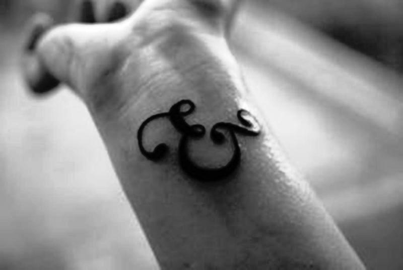 Dark Ampersand Wrist Tattoo