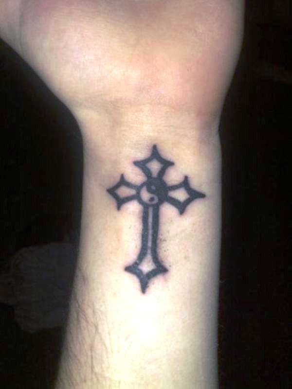 Delightful Black Cross Tattoo Design