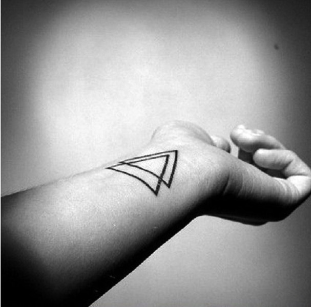 Double Black Triangle Tattoo On Wrist