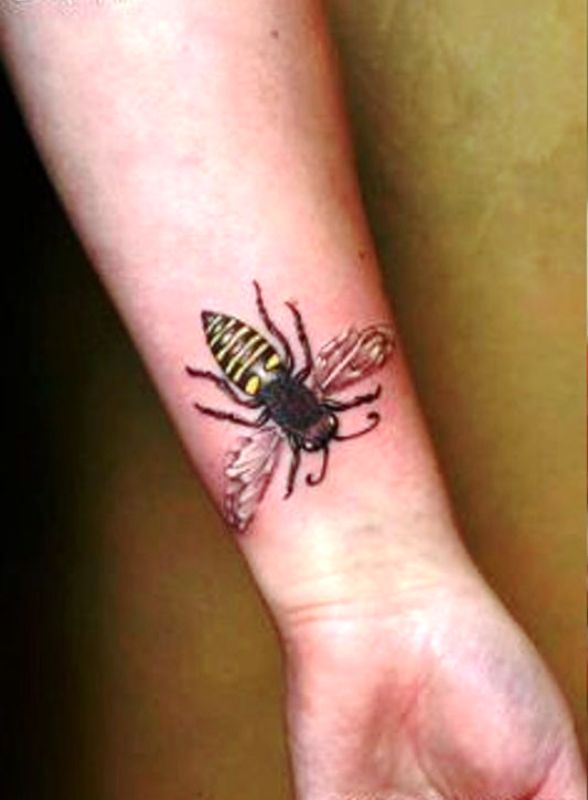 Elegant Bee Tattoo On Wrist