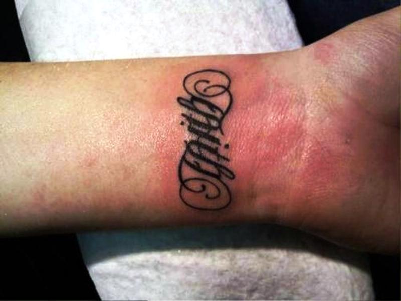 Elegant Faith Tattoo On Wrist