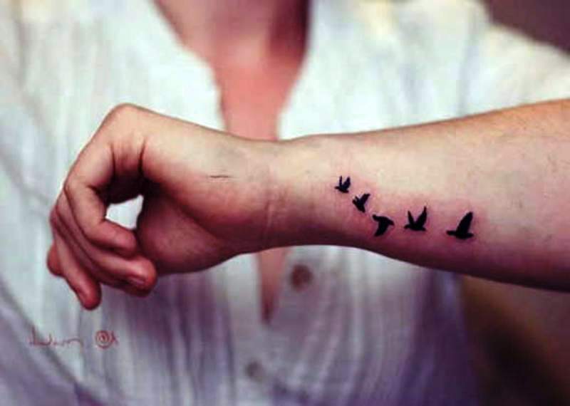 Elegant Flying Birds Tattoo On Wrist