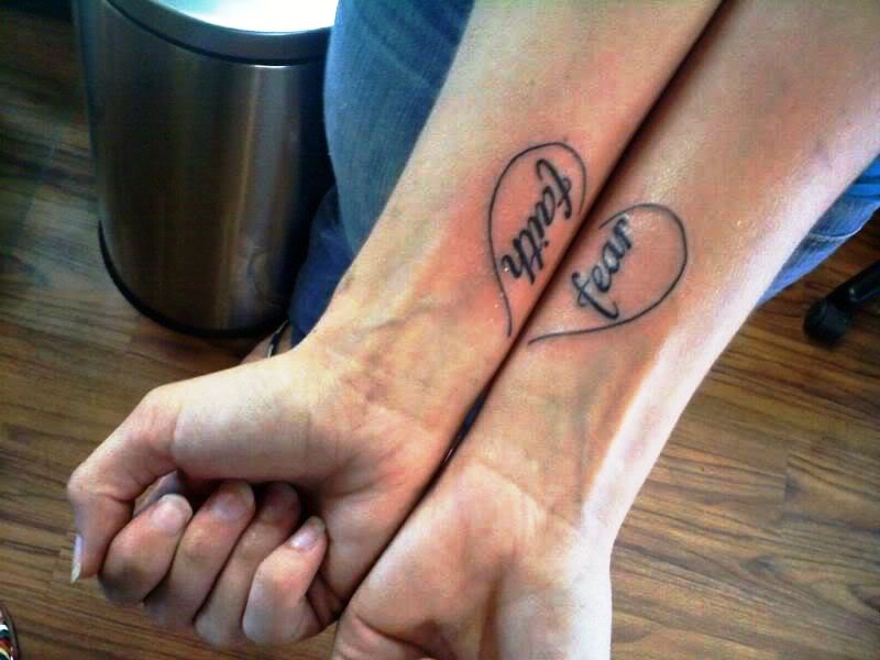 Fear Faith Tattoo On Wrist