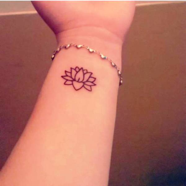 Fine Lotus Tattoo On Wrist