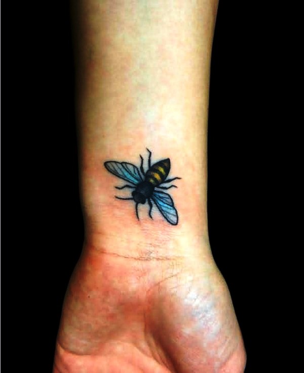 Flying Bee Tattoo On Wrist