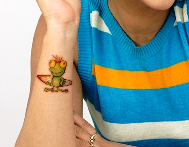 Green Frog Tattoo On Wrist