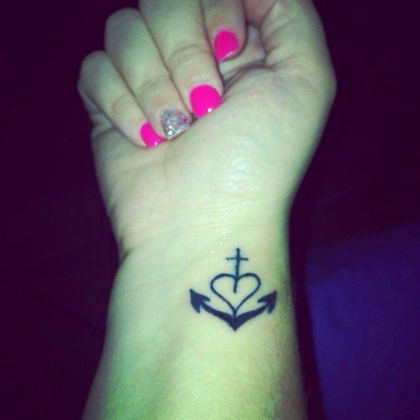 Heart Cross Tattoo On Wrist