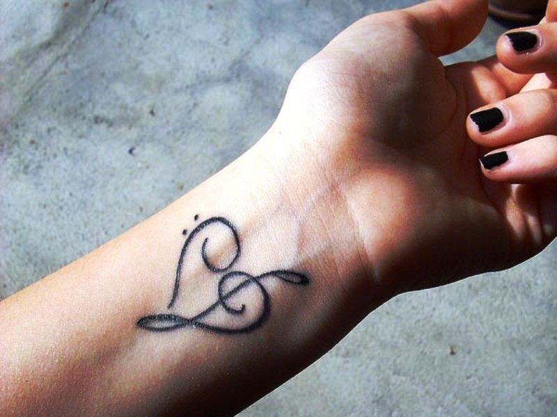Heart Outline Tattoo On Wrist
