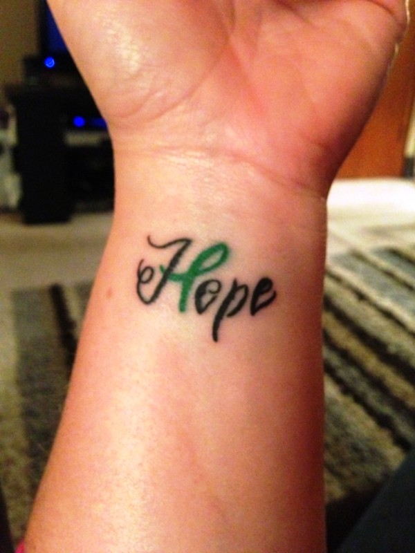 Hope Cancer Ribbon Wrist Tattoo