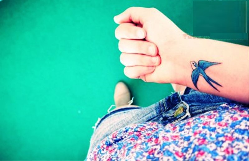 Image Of Blue Bird Tattoo On Wrist