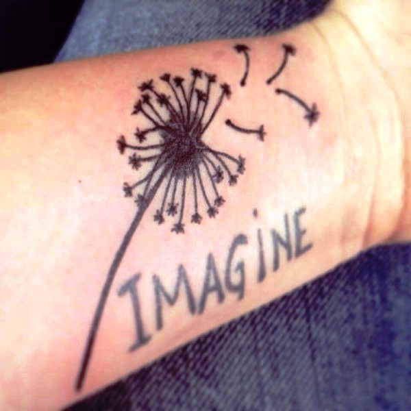Imagine Dandelion Tattoo On Wrist