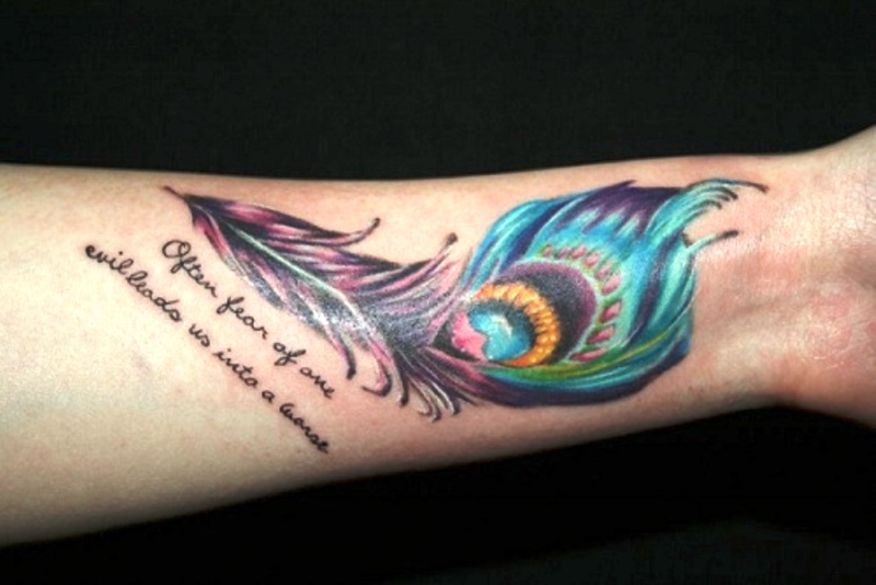 Impressive Peacock Feather Wrist Tattoo