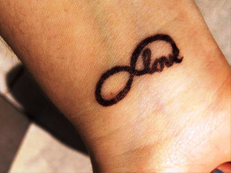 Infinity And Love Tattoo On Wrist
