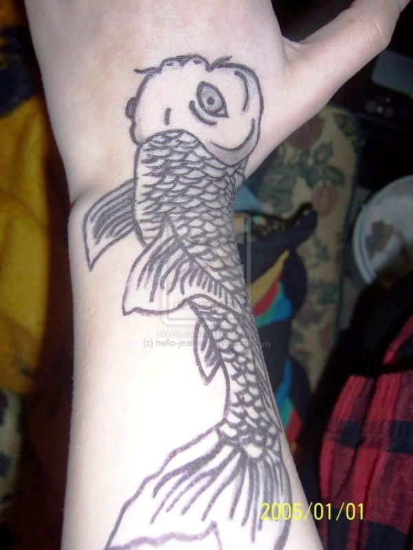 Koi Fish Tattoo On Wrist
