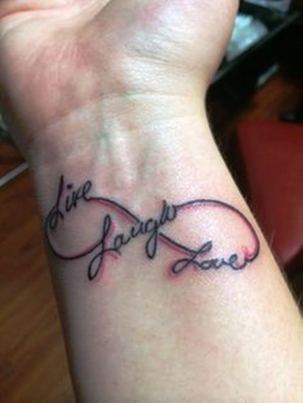 Laugh Love Tattoo On Wrist