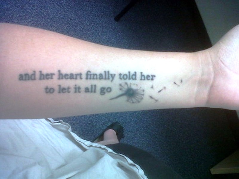 Let It All Go Quote Tattoo On Wrist