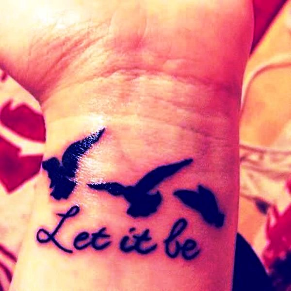 Let It Be Flying Birds Cute Tattoo On Wrist