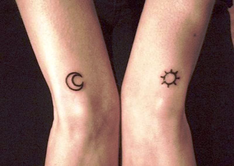 Little Sun And Moon Tattoo On Wrist