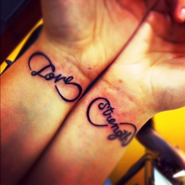 Love And Strength Tattoo On Wrist