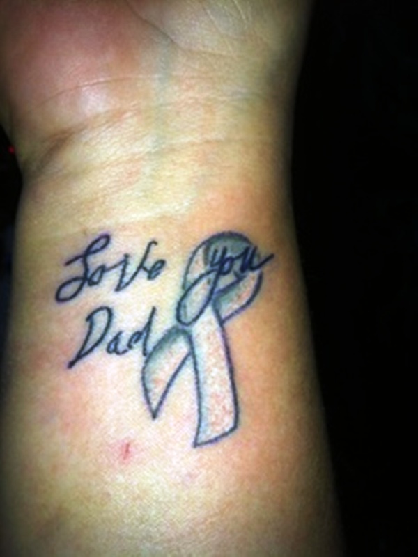 Love Dad Cancer Ribbon Wrist Tattoo