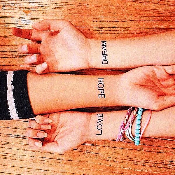 Love Hope Tattoo On Wrist