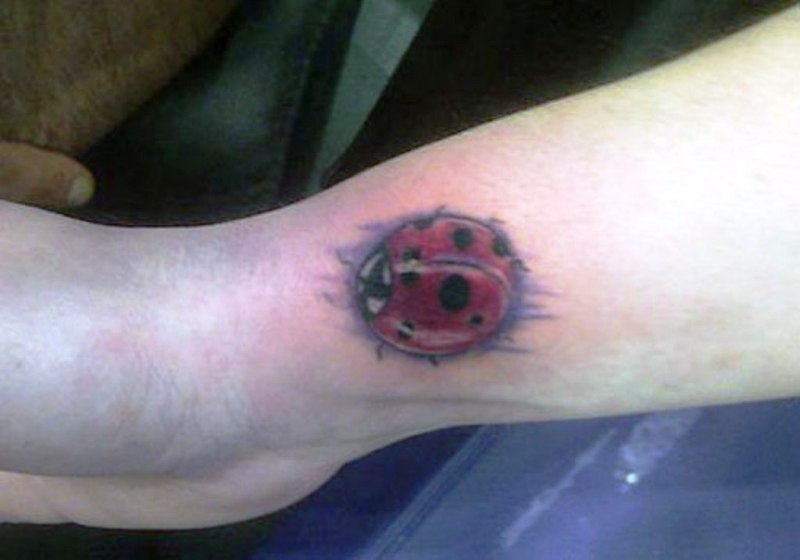 Lovely Ladybug Wrist Tattoo