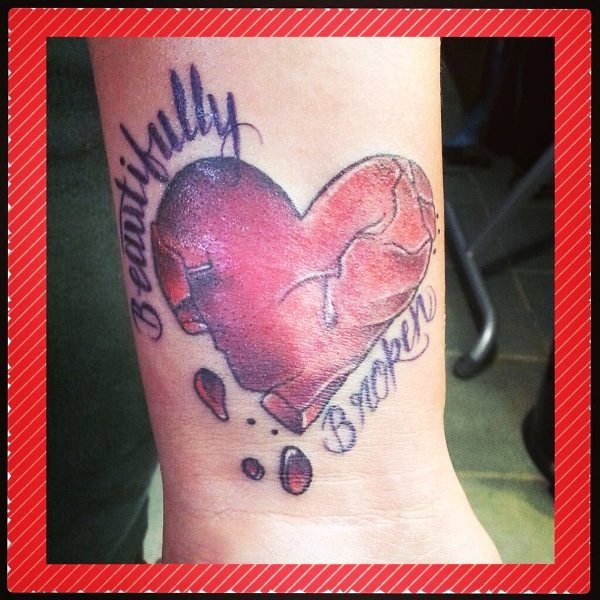 Marvelous Broken Heart Tattoo On Wrist