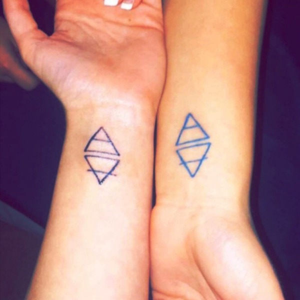 Matching Triangle Wrist Tattoo