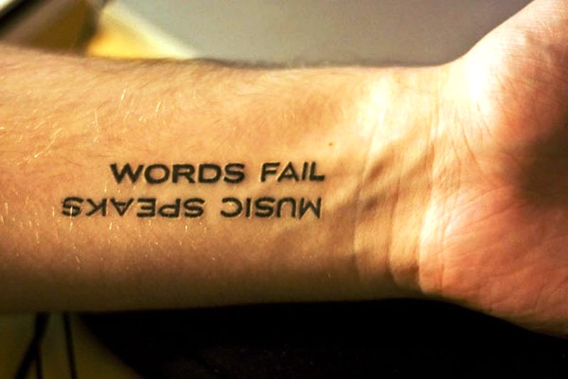 Music Speaks Quote Tattoo On Wrist