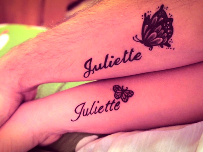 Name And Butterfly Tattoo On Wrist