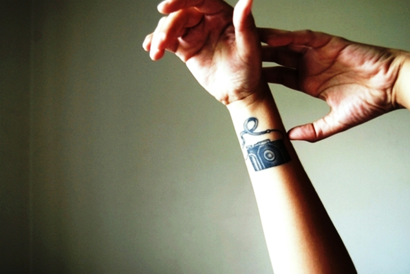 Nice Camera Tattoo On Wrist