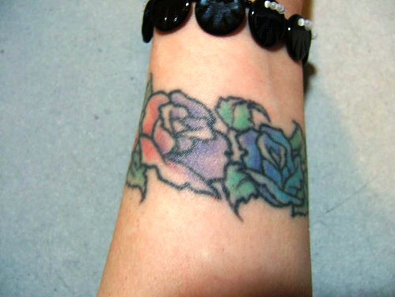 Nice Blue Rose Wrist Tattoo