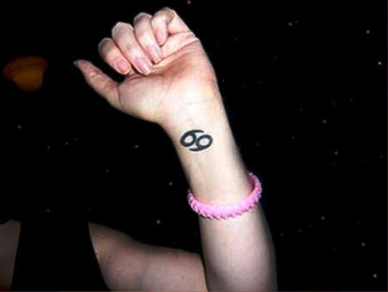 Nice Cancer Tattoo On Wrist
