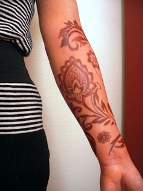 Nice Designer Brown Tattoo On Wrist