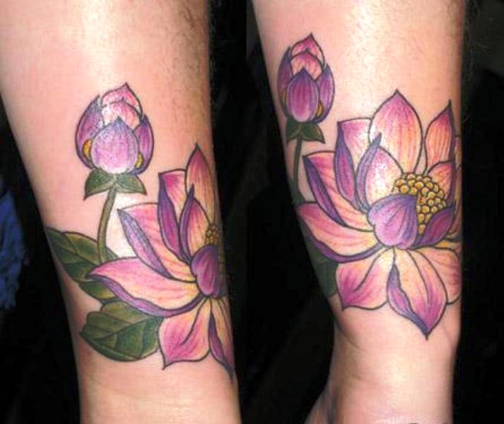 Nice Pink Lotus Flower Tattoo