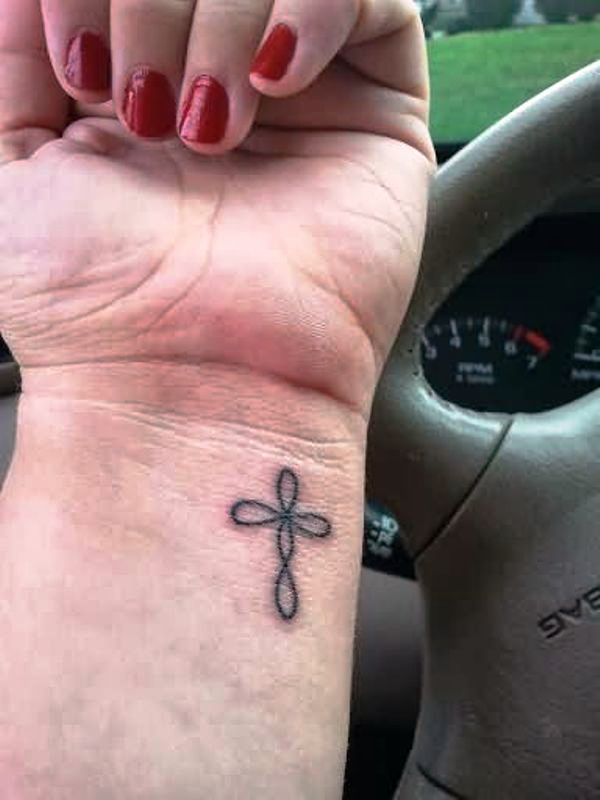 Outstanding Small Wrist Cross Tattoo