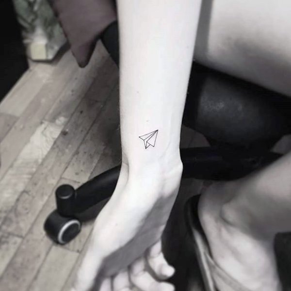 Paper Airplane Wrist Tattoo