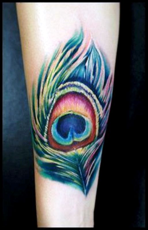Peacock Feather Wrist Tattoo