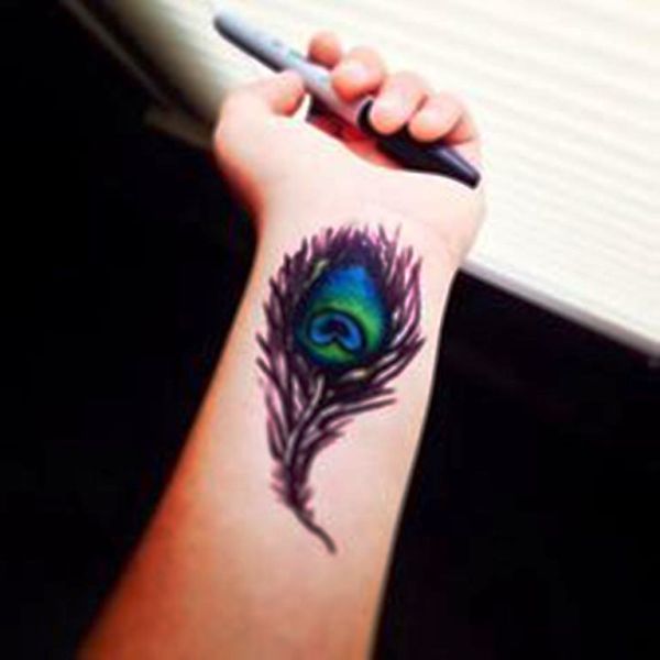 Peacock Wrist Tattoo