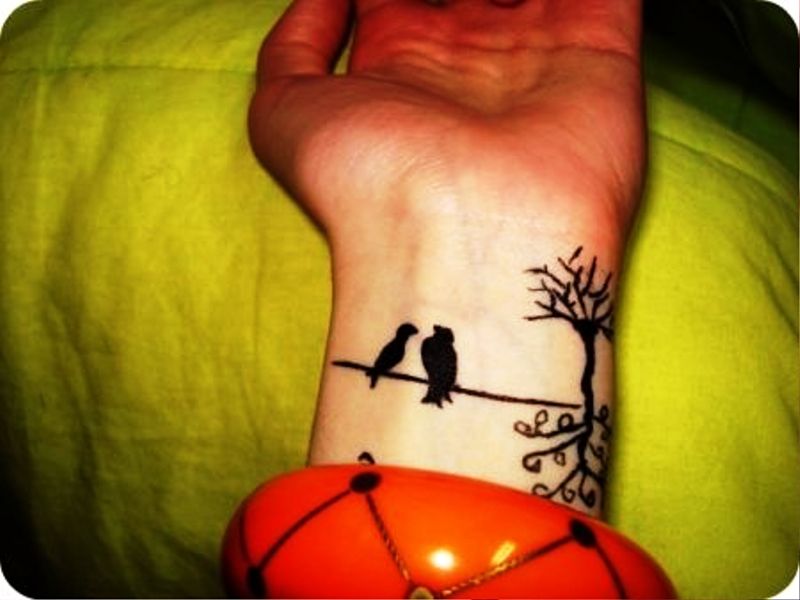 Perfect Love Birds Tattoo On Wrist